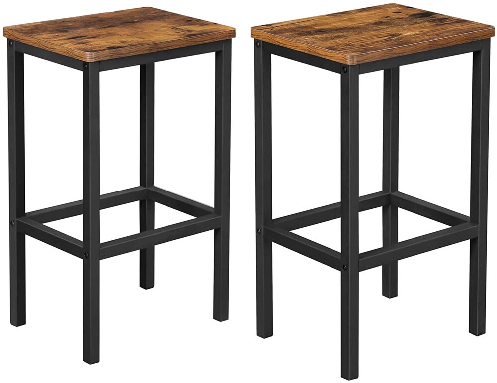 VASAGLE ALINRU Bar Stools Set of 2 Bar Chairs Rustic Brown