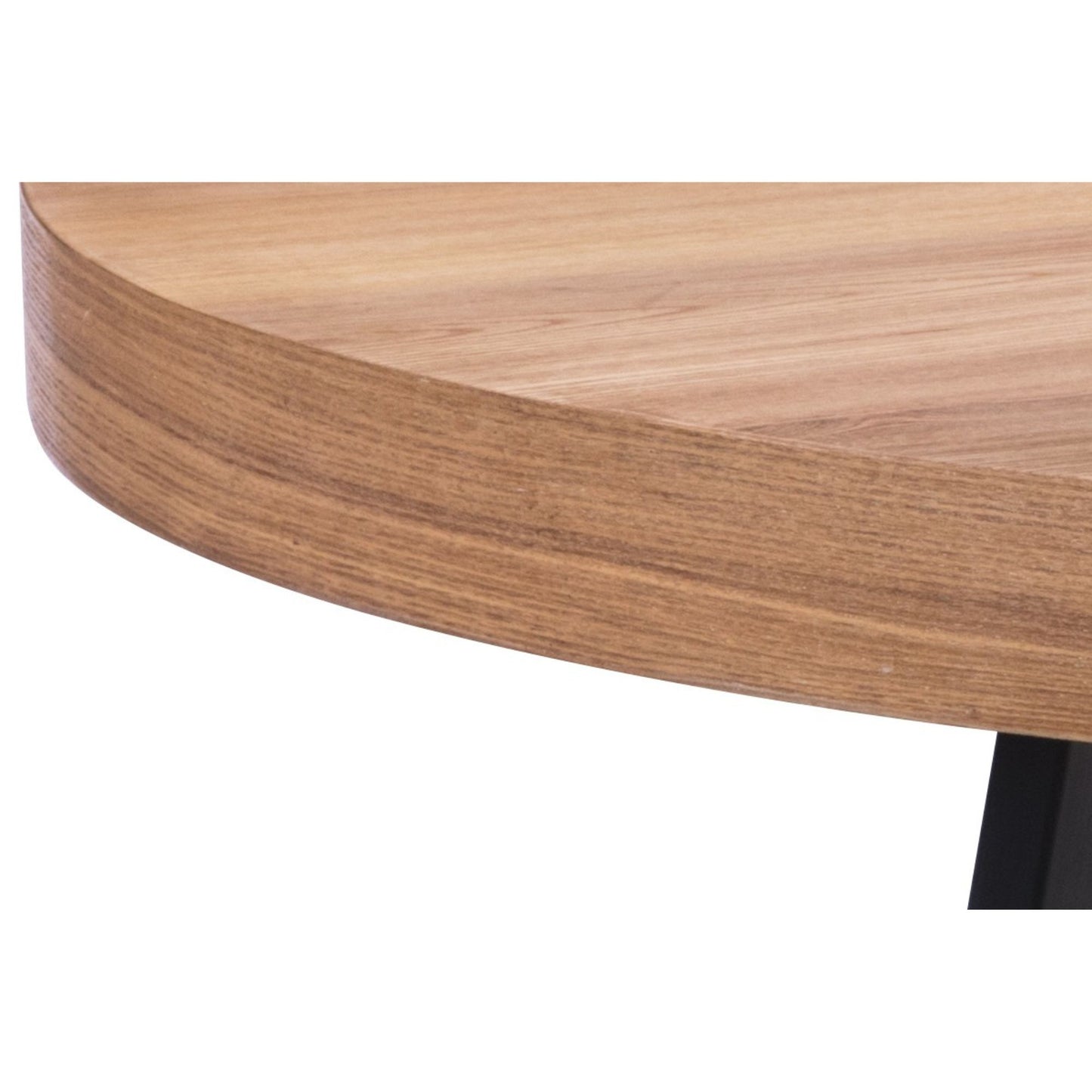 Petunia Round Dining Table 120cm Elm Timber Wood Black Metal Leg - Natural