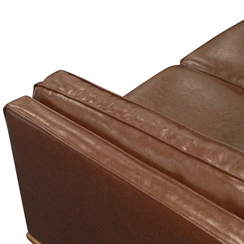 Single Seater Armchair Faux Leather Sofa Modern Lounge Accent Chair in Brown with Wooden Frame