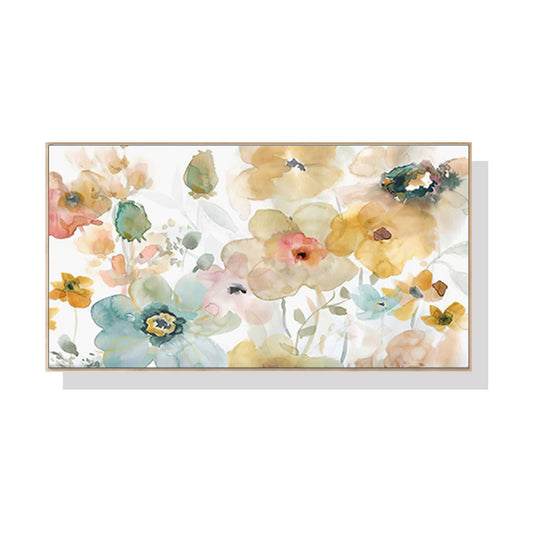 60cmx120cm Floral Watercolor Style Wood Frame Canvas Wall Art