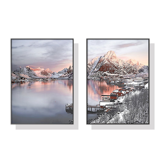 60cmx90cm Nordic Norway 2 Sets Black Frame Canvas Wall Art
