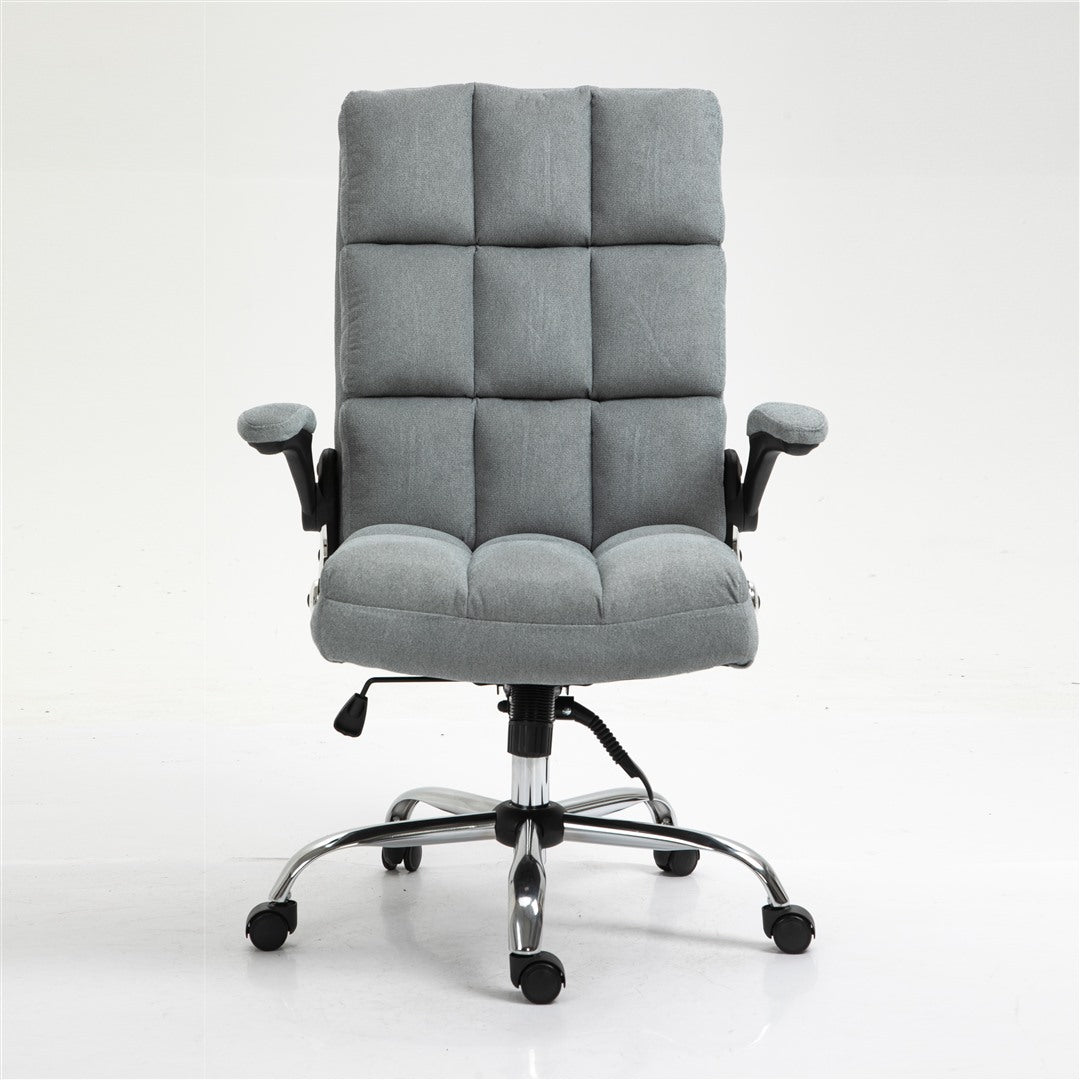 Soft Linen Home Ergonomic Swivel Adjustable Tilt Angle and Flip-up Arms Office Chair