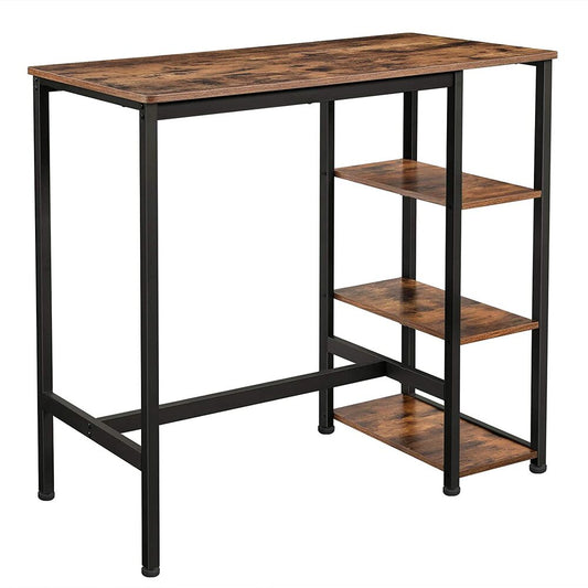 VASAGLE Bar Table with 3 Shelves Stable Steel Structure Rustic Brown LBT11X
