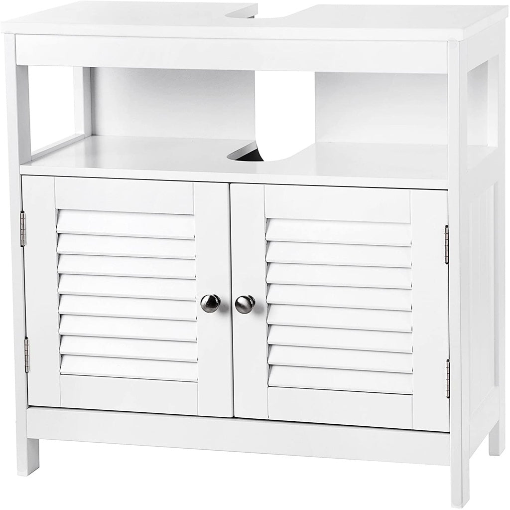 VASAGLE Under Sink Cabinet with 2 Doors Open Compartment White