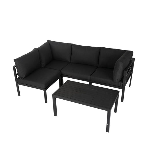 Outdoor Black Minimalist 5 Piece Lounge Set