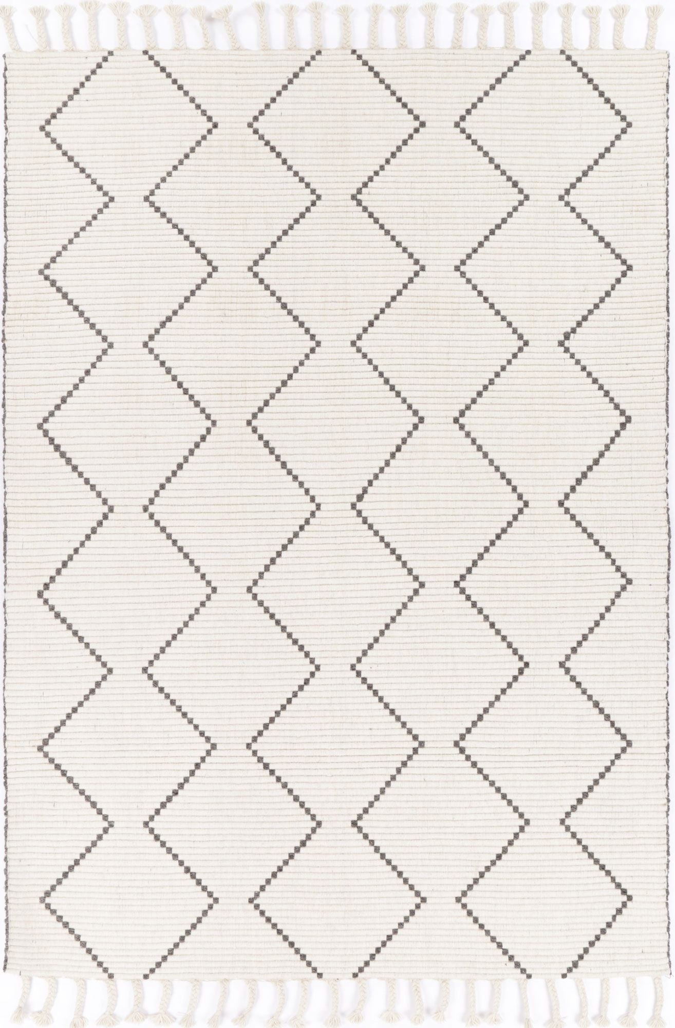 Leilani Diamond Tassel Cream Rug 160x230cm