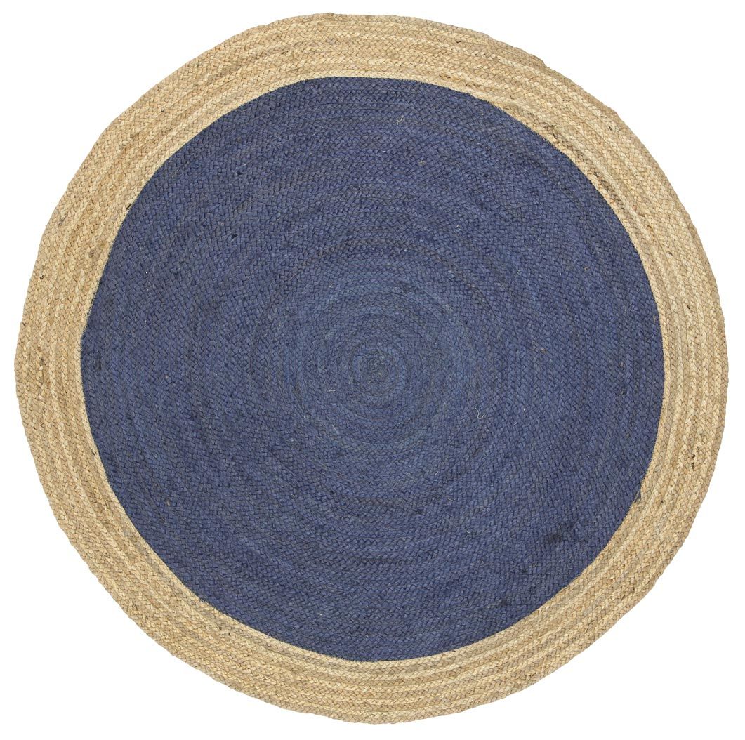 Hampton Navy Blue Centre Jute Rug 200x200cm Round