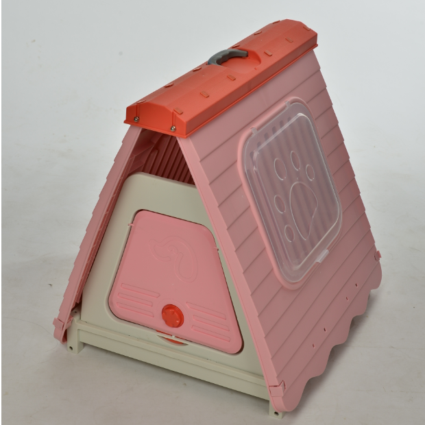 Small Foldable Plastic Pet Dog Puppy Cat House Kennel Pink