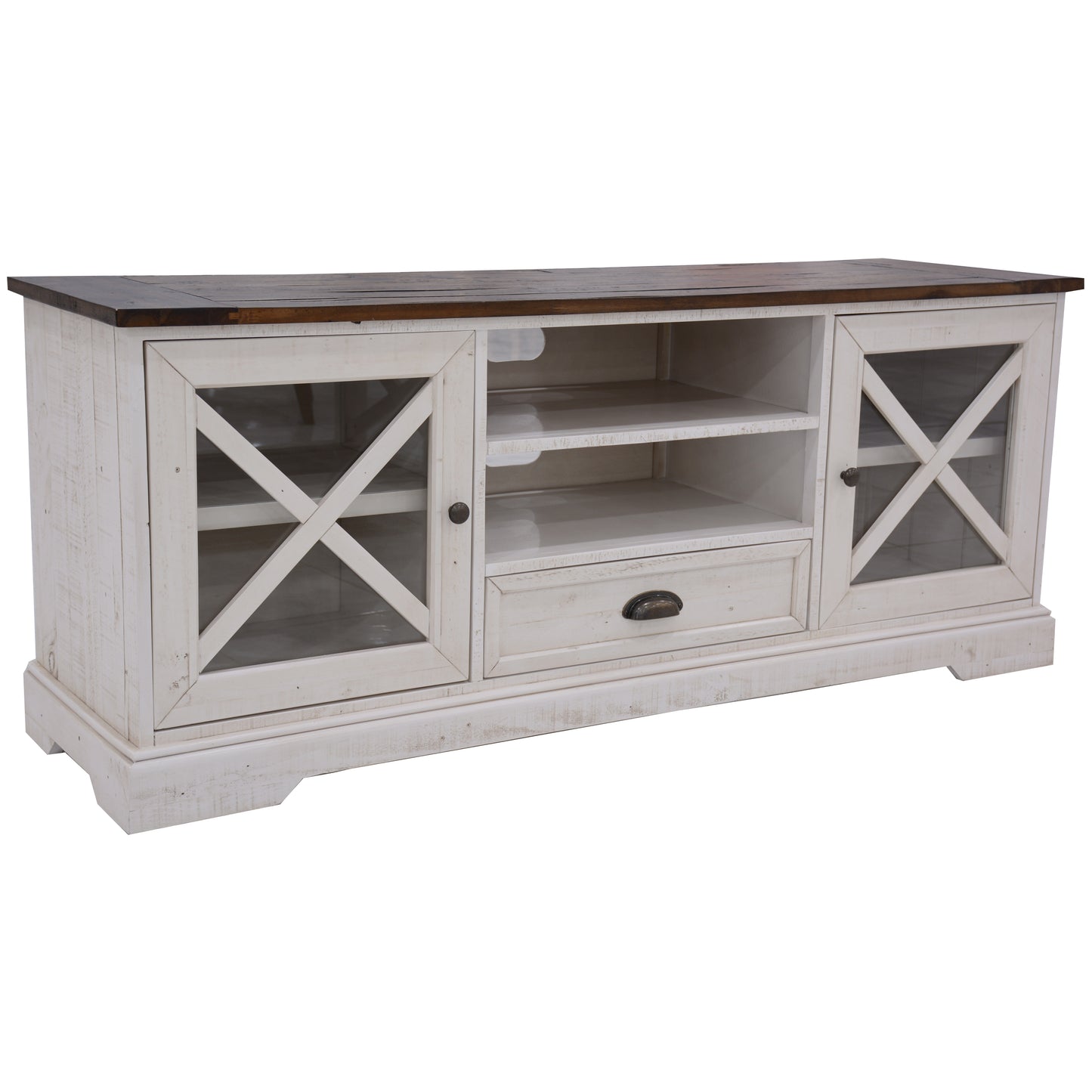 Erica ETU Entertainment TV Unit 160cm Solid Acacia Wood Hampton Brown White