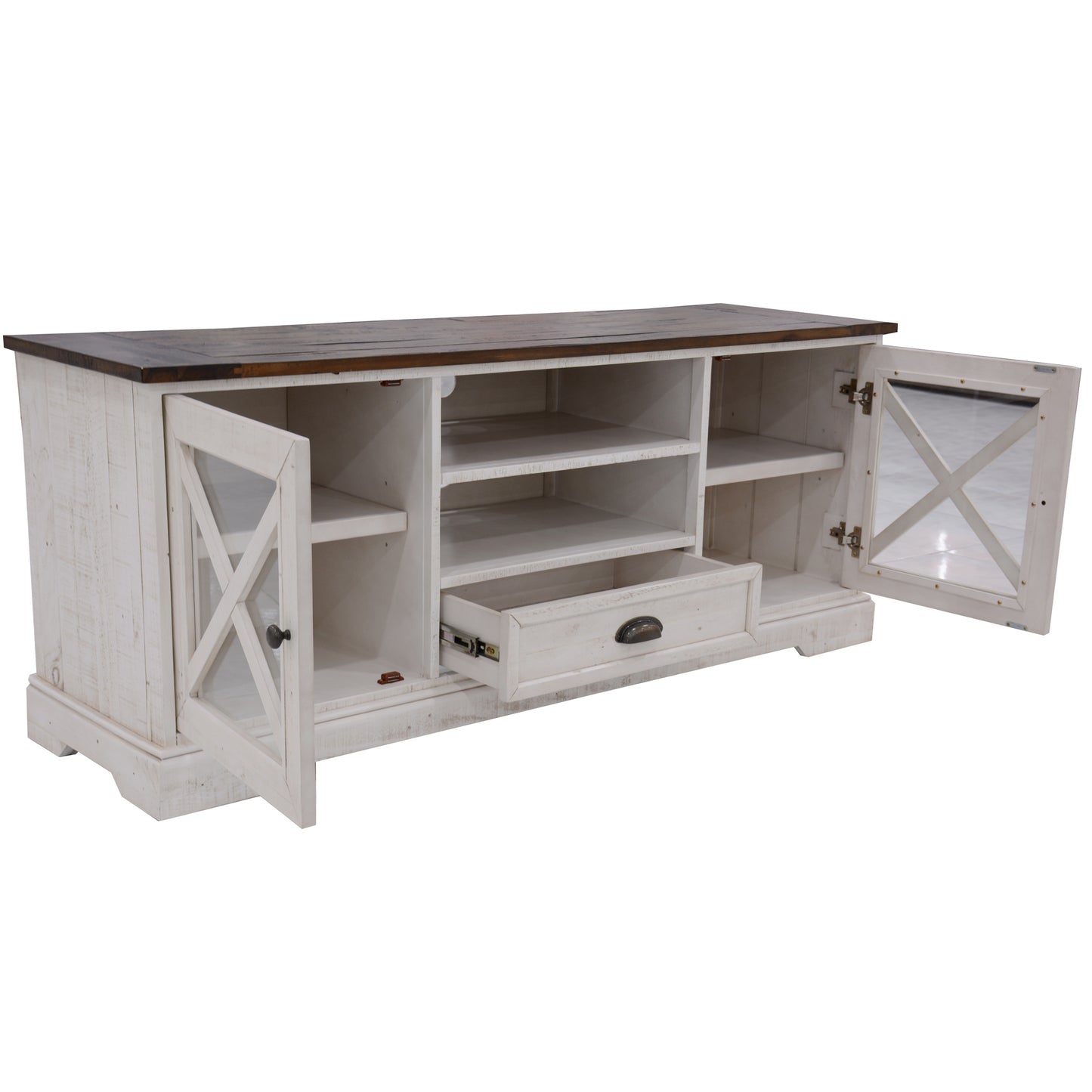 Erica ETU Entertainment TV Unit 160cm Solid Acacia Wood Hampton Brown White