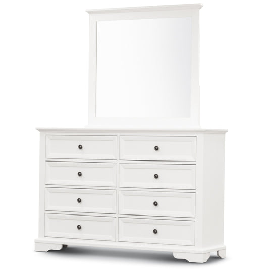 Celosia Dresser Mirror 8 Chest of Drawers Bedroom Timber Storage Cabinet - White