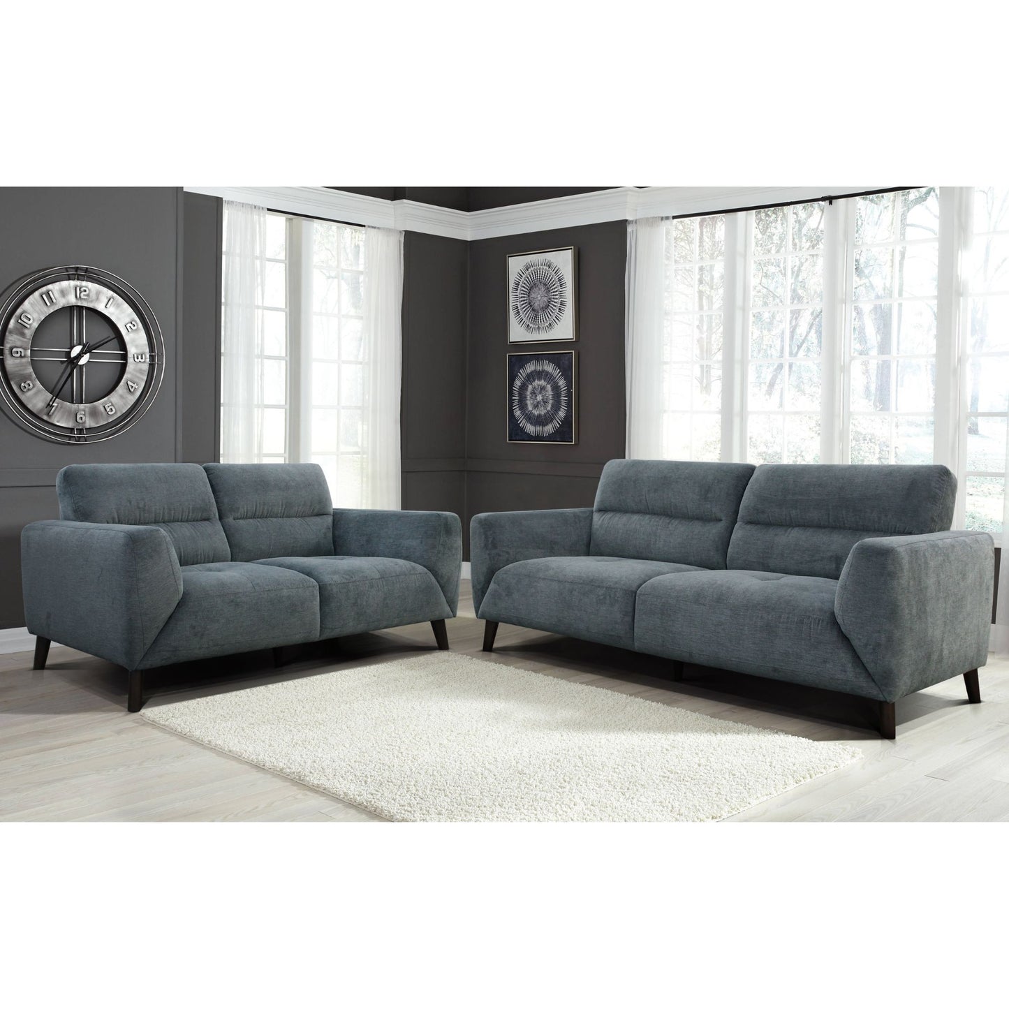 Monarch 2 Seater Sofa Fabric Upholstered Lounge Couch - Charcoal