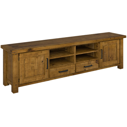 Teasel ETU Entertainment TV Unit 240cm 2 Drawer Solid Pine Wood - Rustic Oak