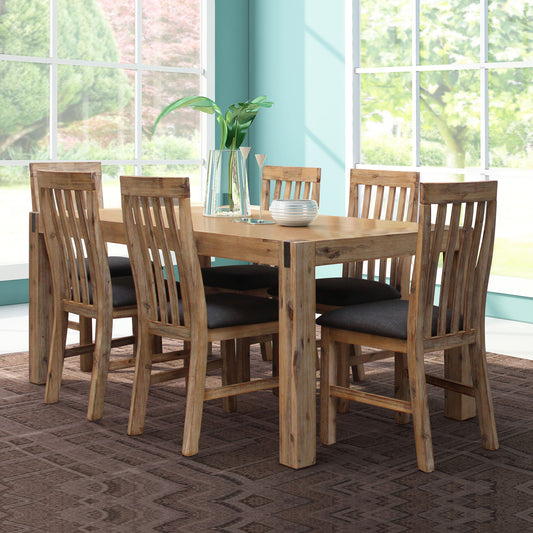 9 Pieces Dining Suite 210cm Large Size Dining Table & 8X Chairs with Solid Acacia Wooden Base in Oak Colour